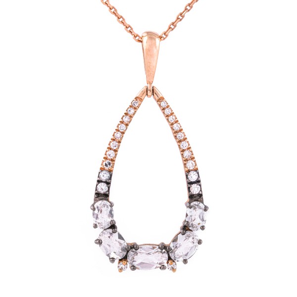 White Topaz ve Pırlanta Kolye